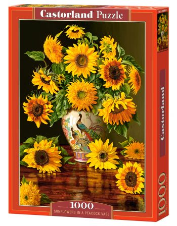 C-103843 SUNFLOWERS IN A PEACOCK VASE