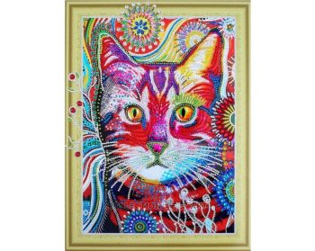 Deimantinė mozaika „Katė kiaulpienėse“ (30x40cm), MX003
