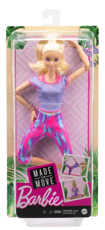 GXF04 Barbie Mattel Made to Move Doll – Gėlėtas gimnastas, rožinė apranga