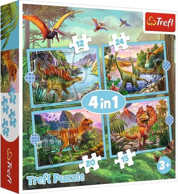 34609 TREFL 12+15+20+24 dėlionių rinkinys „Dinozaurai“