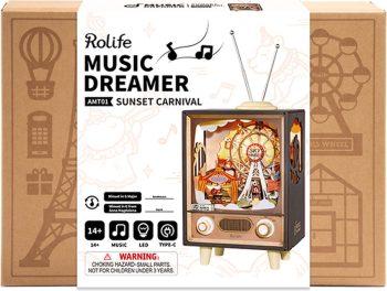 AMT01 Rolife Sunset Carnival DIY Music Box 3D Wooden Puzzle