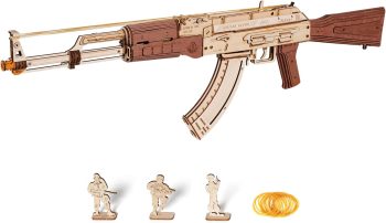 LQ901 ROBOTIME 3d Wooden Puzzle Toy Rifle, Model Kits with Rubber Band for Adult To be assembled