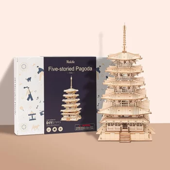 TGN02 Rolife DIY Five-storied Pagoda 3D Wooden Puzzle